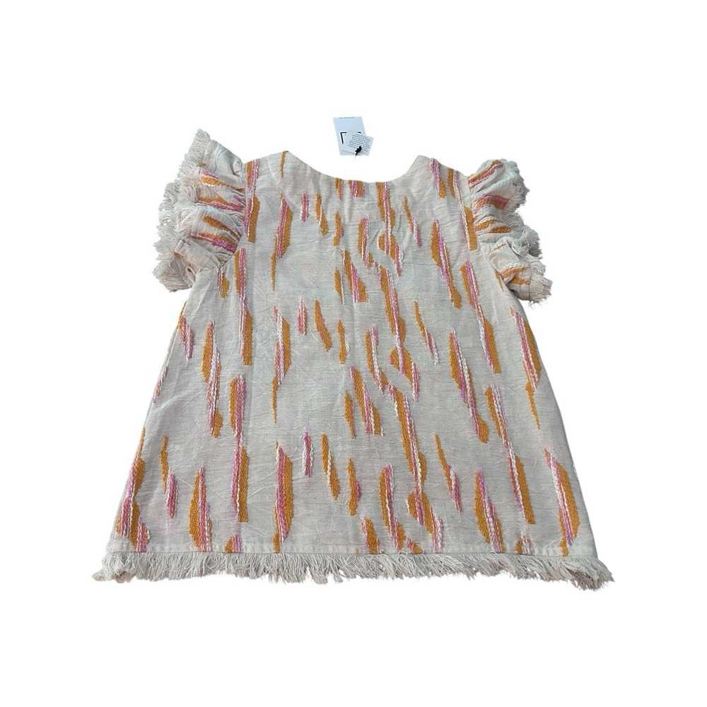 THML Top Embroidered Short Sleeve Colorful Preppy Boho NWT- Size XS - Picture 9 of 9